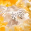 Moda plata perla forma de flor pendientes de oído simple y versátil temperamento orejeras orejeras moda orejeras Specification image